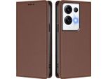 Custodia Per Oppo Reno8 Pro 5G, Flip Cover In Finto Cuoio Antiurto Magnetica Con Supporto Marrone