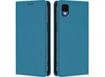 Custodia Per Telefono Cellulare Per Tcl 30Z, Flip Cover In Finto Cuoio Antiurto Custodia Magnetica Con Supporto Blu