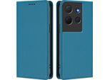 Custodia Per Telefono Cellulare Per Tcl 503, Flip Cover In Finto Cuoio Antiurto Magnetica Con Supporto Blu
