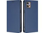 Custodia Per Motorola Moto G32, Flip Cover In Finto Cuoio Antiurto Magnetica Con Supporto Blu Scuro
