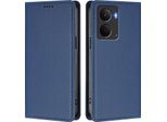 Custodia Per Realme P3, Flip Cover In Finto Cuoio Antiurto E Magnetica Con Supporto Blu Scuro
