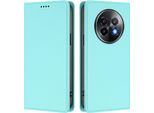 Custodia In Pelle Per Realme 13+ 5G, Flip Case Magnetico In Finto Cuoio Con Supporto Verde Menta