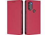 Custodia In Pelle Per Motorola Moto G71 5G, Custodia Magnetica In Finto Cuoio Con Supporto Rosso