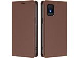 Custodia Per Telefono Cellulare Per Tcl 502, Flip Cover In Finto Cuoio Antiurto Custodia Magnetica Con Supporto Marrone