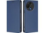 Custodia Per Telefono Cellulare Per Tcl 605 / Tcl 60 Se, Custodia Magnetica Antiurto In Finto Cuoio Flip Cover Con Supporto Blu Scuro