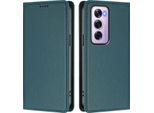 Custodia In Pelle Per Oppo Reno12 Pro 5G, Custodia Magnetica In Finto Cuoio Con Supporto Verde