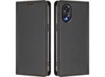 Custodia In Pelle Per Oppo A18 / Oppo A38, Flip Case Magnetico In Finto Cuoio Con Supporto Nero