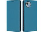 Custodia In Pelle Per Sharp Aquos Wish4, Custodia Flip Magnetica In Finto Cuoio Con Supporto Lake Blu