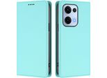 Custodia Per Oppo Reno13 5G, Flip Cover In Finto Cuoio Antiurto Magnetica Con Supporto Turchese