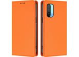 Custodia In Pelle Per Oneplus Nord Ce 5G, Custodia Flip Magnetica In Finto Cuoio Con Supporto Arancione