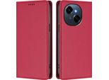 Custodia In Pelle Per Tecno Spark Go 1 /Go 1S/Pop 9 4G, Custodia Flip Magnetica In Finto Cuoio Con Supporto Rosso