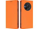 Custodia Per Cellulare Per Tcl Nxtpaper 60 Ultra, Flip Cover In Finto Cuoio Antiurto Magnetica Con Supporto Arancione