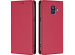 Custodia Per Telefono Cellulare Per Samsung Galaxy A6 2018,Poliuretanopelle Flip Cover Antiurto Magnetico Con Supporto Rosso