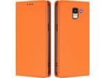 Custodia Per Cellulare Per Samsung Galaxy J6 2018,Poliuretanoleather Flip Cover Custodia Magnetica Antiurto Con Supporto Arancione