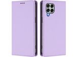 Custodia In Pelle Per Samsung Galaxy M33 5G, Flip Case Magnetico In Finto Cuoio Con Supporto Viola Chiaro