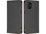 Custodia In Pelle Per Samsung Galaxy A71 4G, Flip Case Magnetico In Finto Cuoio Con Supporto Nero