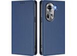Custodia Per Oppo Reno11 5G, Flip Cover In Finto Cuoio Antiurto Magnetica Con Supporto Blu Scuro