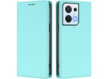 Custodia Per Oppo Reno8 5G, Custodia Magnetica Antiurto In Finto Cuoio Flip Cover Con Supporto Turchese