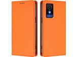 Custodia In Pelle Per Vodafone Smart M25/TCL 501, Custodia Flip Magnetica In Finto Cuoio Con Supporto Orange