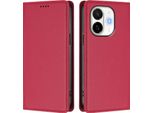 Custodia Per Tecno Spark 30C 5G/Pop 9 5G, Flip Cover In Finto Cuoio Antiurto Magnetica Con Supporto Rosso