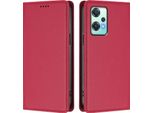 Custodia In Pelle Per Oneplus Nord Ce 2 Lite 5G/Nord 2 Lite, Custodia Magnetica In Finto Cuoio Con Supporto Rosso