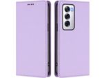 Custodia Per Oppo Reno12 5G, Custodia Magnetica Antiurto Con Supporto In Finto Cuoio Flip Cover Viola