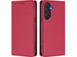 Custodia In Pelle Per Samsung Galaxy M55, Flip Case Magnetico In Finto Cuoio Con Supporto Rosso