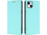 Custodia Per Iphone 14 Plus, Flip Cover In Finto Cuoio Antiurto Magnetica Con Supporto Turchese