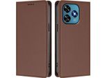 Custodia Per Telefono Cellulare Per Oukitel C51, Custodia Magnetica Antiurto In Finto Cuoio Flip Cover Con Supporto Marrone