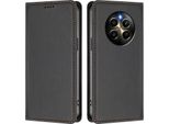 Custodia In Pelle Per Realme 12 Pro/Realme 12 Pro+, Flip Case Magnetico In Finto Cuoio Con Supporto Nero