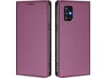 Custodia In Pelle Per Samsung Galaxy A71 5G, Flip Case Magnetico In Finto Cuoio Con Supporto Purple