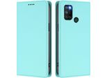 Custodia Per Telefono Cellulare Per Realme C17, Flip Cover In Finto Cuoio Antiurto Magnetica Con Supporto Turchese