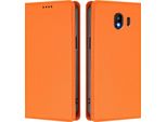 Custodia Per Cellulare Per Samsung Galaxy J4 2018,Poliuretanoleather Flip Cover Custodia Magnetica Antiurto Con Supporto Arancione