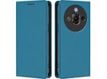 Custodia Per Telefono Cellulare Per Zte Nubia Focus Pro 5G, Custodia Magnetica Antiurto In Finto Cuoio Flip Cover Con Supporto Blu