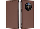 Custodia In Pelle Per Realme 12 Pro/Realme 12 Pro+, Flip Case Magnetico In Finto Cuoio Con Supporto Marrone