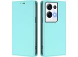 Custodia In Pelle Per Oppo Reno8 Pro 5G, Custodia Flip Magnetica In Finto Cuoio Con Supporto Verde Menta