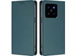 Custodia Per Telefono Cellulare Per Xiaomi 14, Flip Cover In Finto Cuoio Antiurto Custodia Magnetica Con Supporto Verde