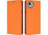 Custodia Per Sharp Aquos Wish4, Custodia Magnetica Antiurto Con Supporto In Finto Cuoio Flip Cover Arancione
