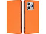 Custodia In Pelle Per Ulefone Note 18 Pro / Note 18 Ultra, Custodia Flip Magnetica In Finto Cuoio Con Supporto Arancione