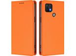 Custodia In Pelle Per Oppo A35 / A16E / A16K / A15 / A15S, Custodia Flip Magnetica In Finto Cuoio Con Supporto Arancione