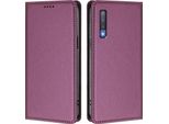 Custodia Per Cellulare Per Samsung Galaxy A7 2018,Poliuretanopelle Flip Cover Antiurto Magnetica Con Supporto Viola