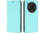 Custodia Per Telefono Cellulare Per Zte Blade V70 Max/Nubia V70 Max,Poliuretanoleather Flip Cover Custodia Magnetica Antiurto Con Supporto Turchese