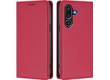 Custodia In Pelle Per Samsung Galaxy M56, Flip Case Magnetico In Finto Cuoio Con Supporto Rosso