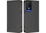 Custodia Per Telefono Cellulare Per Tcl 505, Flip Cover In Finto Cuoio Antiurto Magnetica Con Supporto Nero