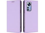 Custodia Per Xiaomi 12 Pro / 12S Pro, Flip Cover In Finto Cuoio Antiurto Magnetica Con Supporto Viola