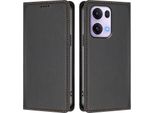 Custodia In Pelle Per Oppo Reno13 Pro 5G, Custodia Flip Magnetica In Finto Cuoio Con Supporto Nero