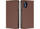 Custodia Per Telefono Cellulare Per Tcl 403, Flip Cover In Finto Cuoio Antiurto Magnetica Con Supporto Marrone