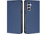 Custodia In Pelle Per Samsung Galaxy A34 5G, Flip Case Magnetico In Finto Cuoio Con Supporto Blu Scuro