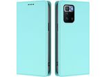 Custodia Per Xiaomi Poco X3 Gt, Flip Cover In Finto Cuoio Antiurto Magnetica Con Supporto Turchese