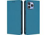 Custodia In Pelle Per Wiko T60, Flip Case Magnetico In Finto Cuoio Con Supporto Lake Blu